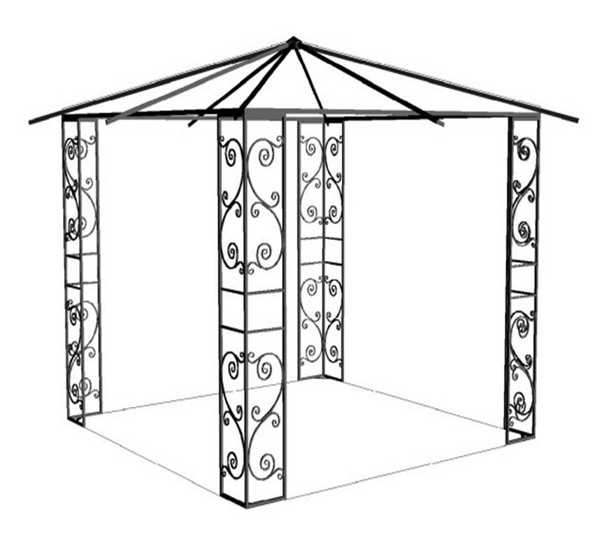 Эскиз чертеж беседка. Беседка шатер из металла. Кованые беседки чертежи. Шатер из профиля. Кованый шатер для дачи.